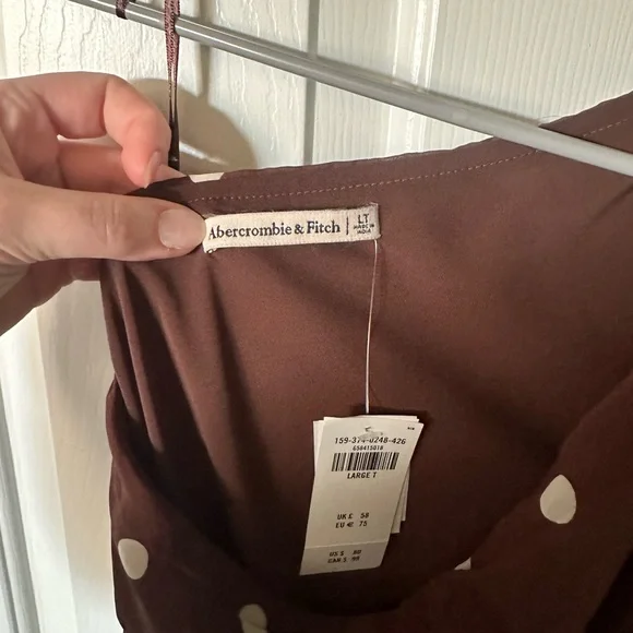 Abercrombie & Fitch Brown One-Shoulder Polka Dot Dress - Picture 3 of 4